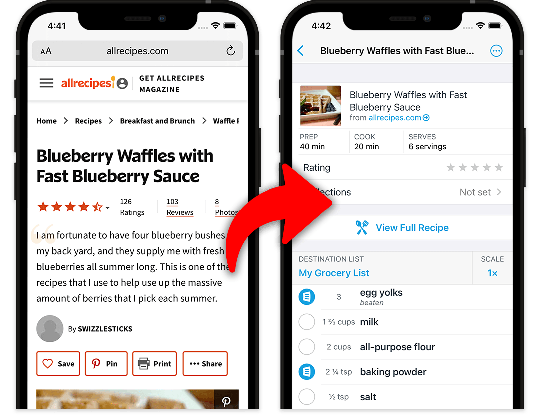 recipe import screenshot